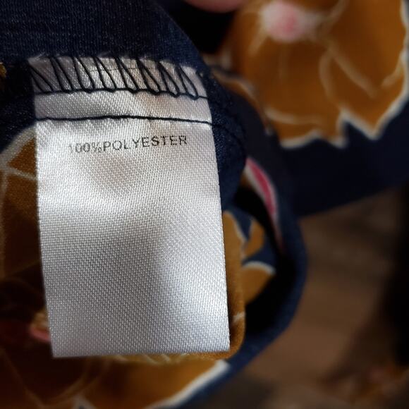 Papermoon rust colored floral print exposed zipper 3/4 sleeve blouse woman sz XS - Picture 8 of 9